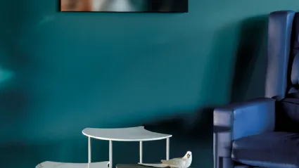 Tavolino con top sagomato e base in metallo Ginco di Tonin Casa