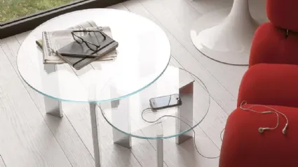 Tavolino in cristallo e metallo Duo di Ponti Terenghi