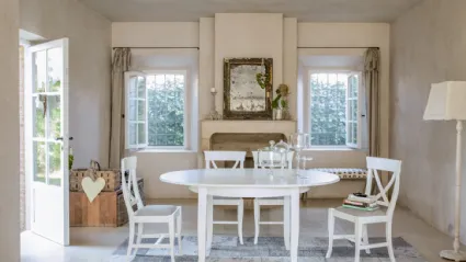 Tavolo in legno laccato bianco allungabile Crema di Tonin Casa