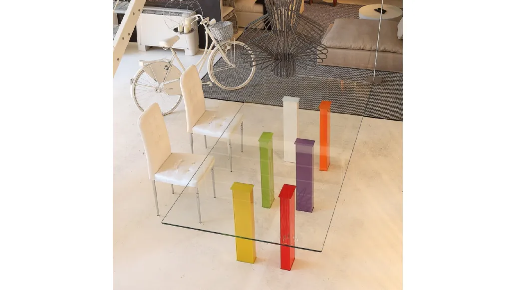 Tavolo di design fisso in vetro S64 Romolo di Ponti Terenghi