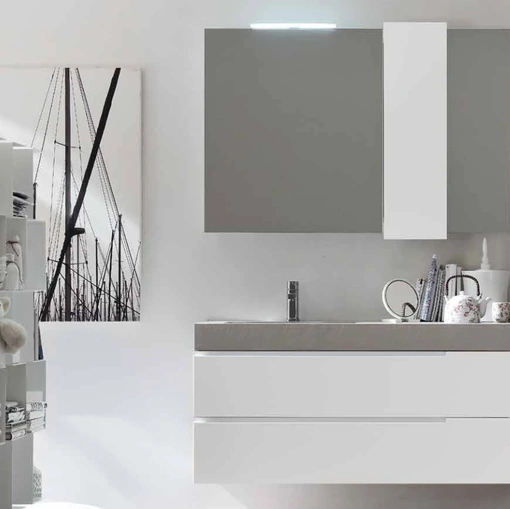 Mobile da Bagno sospeso in laccato Bianco opaco Start Line 09 di Ardeco