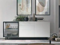 Madia Metropolis A03 in laccato opaco bianco gesso di Tomasella