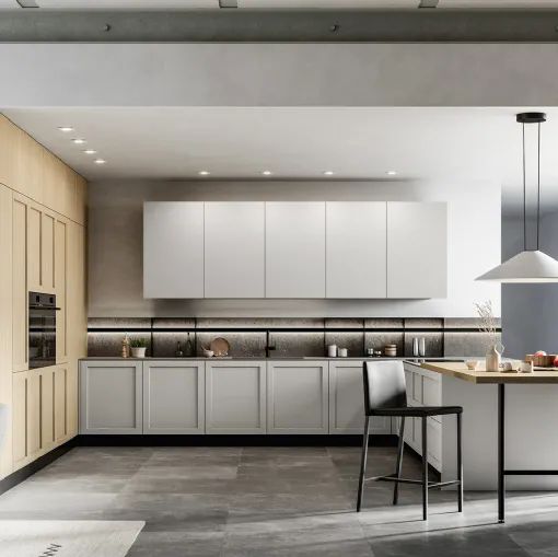 Cucina Moderna con penisola Alma 01 in pet e laminato di Arredo3