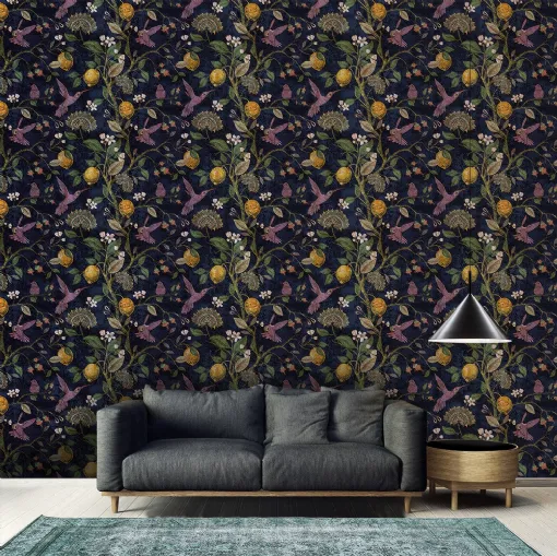 Carta da parati Lemons and birds di Adriani e Rossi