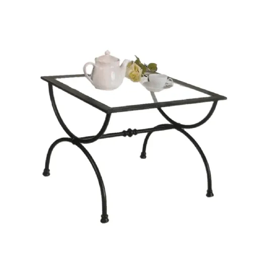 Tavolino Atene in ferro battuto con top in vetro di Florentiabed