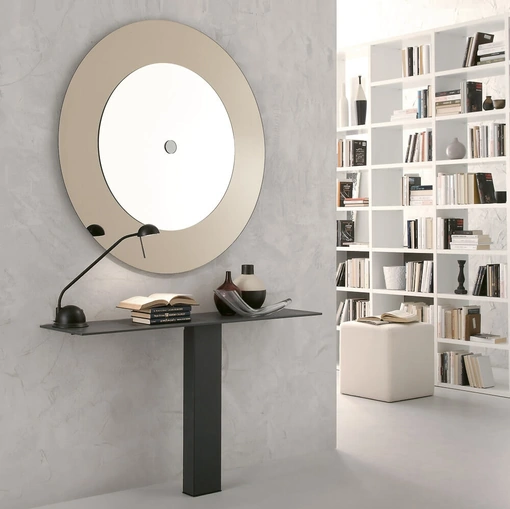 Specchio rotondo Carrè con cornice in vetro Bronzo di Ponti Terenghi