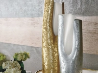 Vaso in ceramica esterno foglia oro o argento, interno bianco opaco Calla di Adriani e Rossi