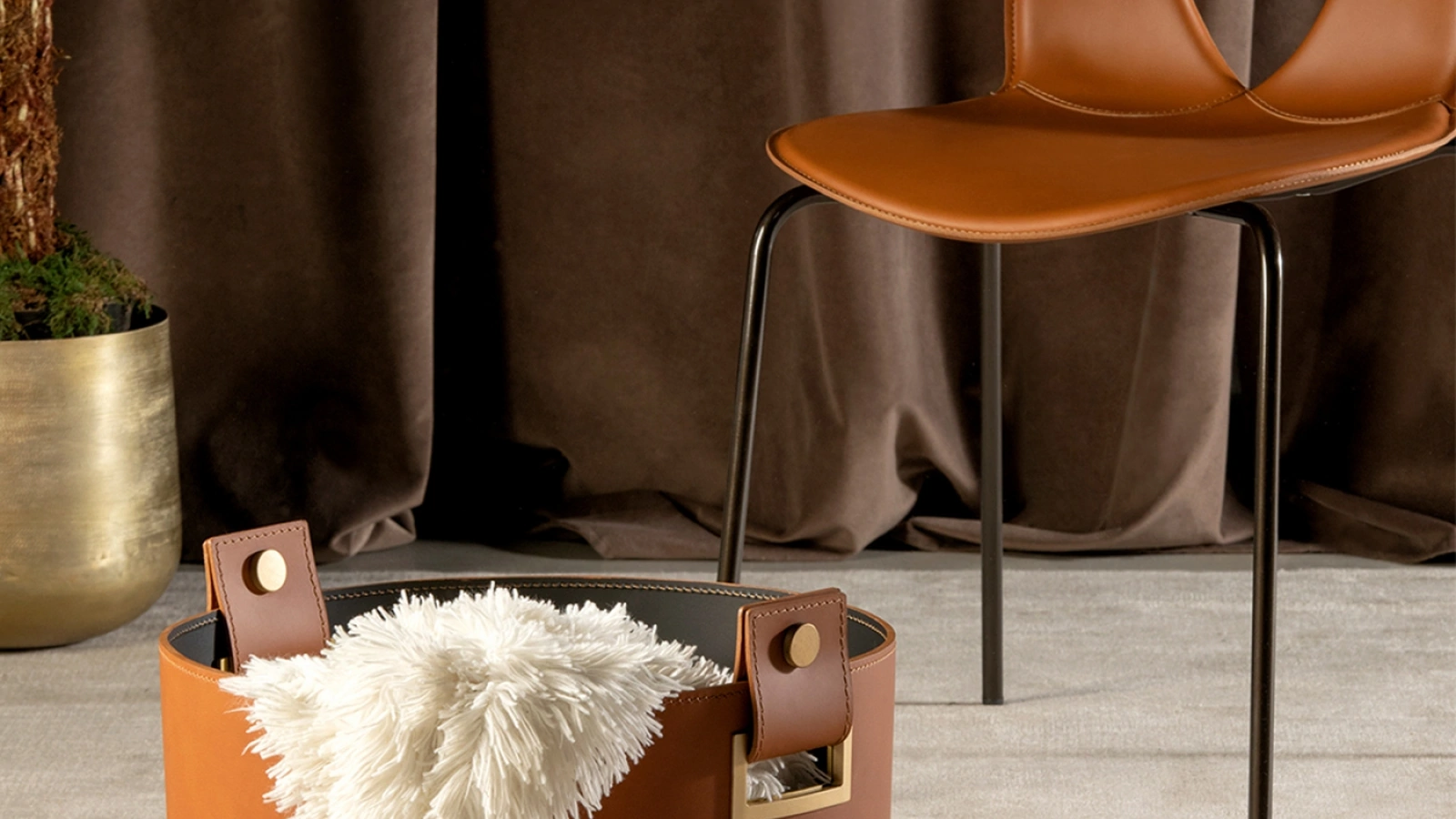 Contenitore in cuoio Catullo di Tonin Casa