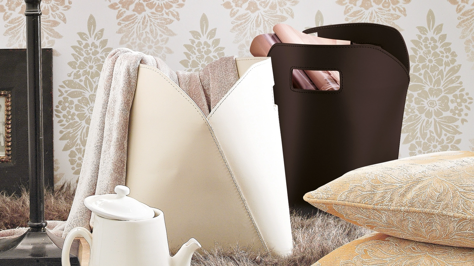 Contenitore portariviste in cuoio ecopelle Open di Adriani e Rossi