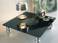 Tavolino Decor in cristallo con gambe in foglia argento di Ponti Terenghi