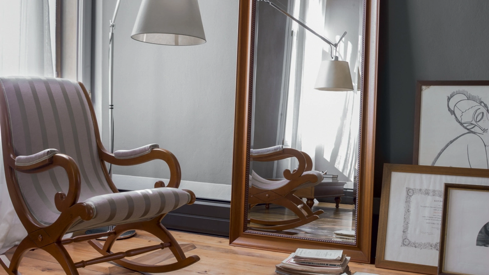 Specchiera rettangolare Diana con cornice in legno di Tonin Casa