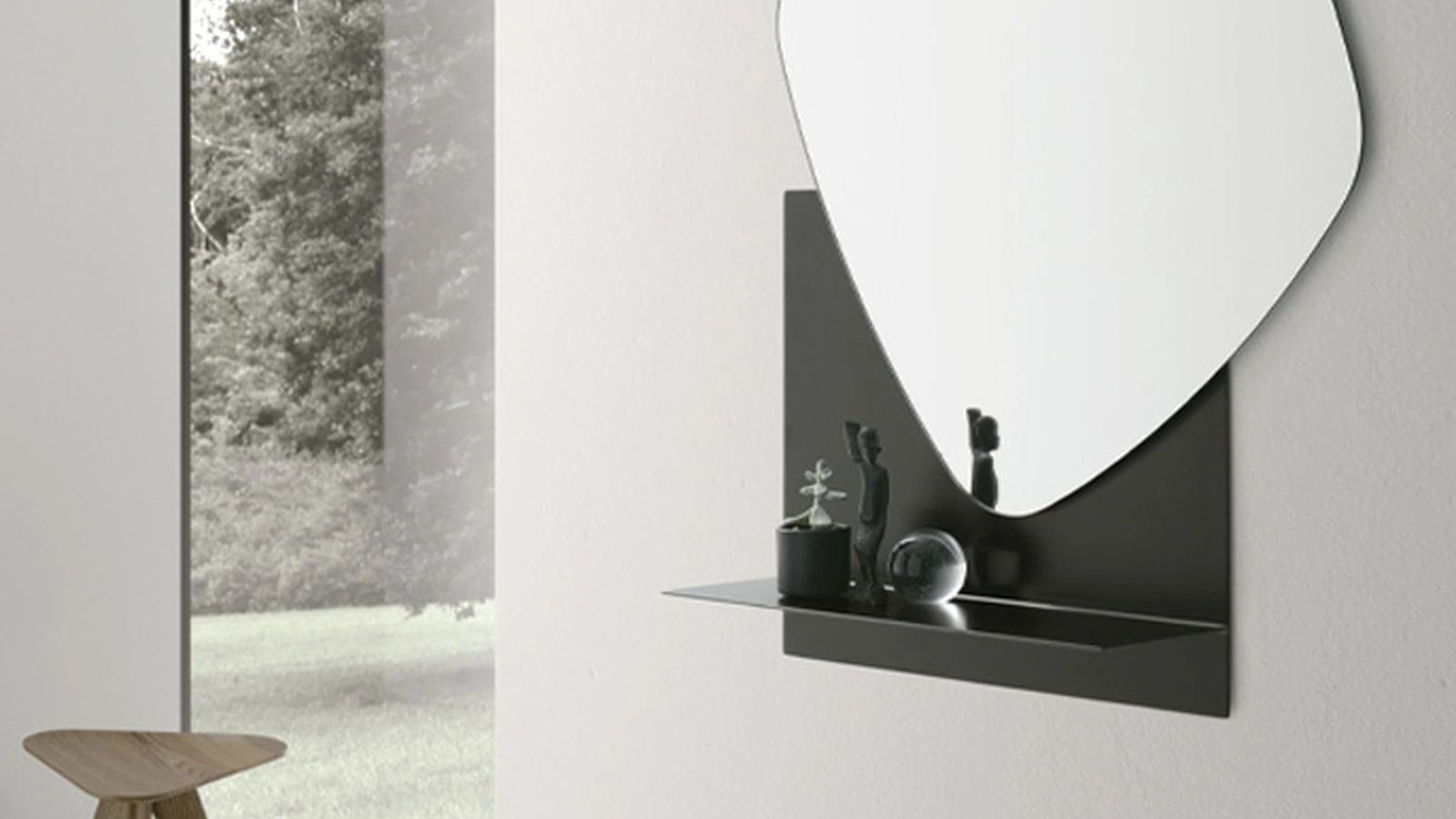 Specchio con mensola in metallo Double Trouble di Target Point