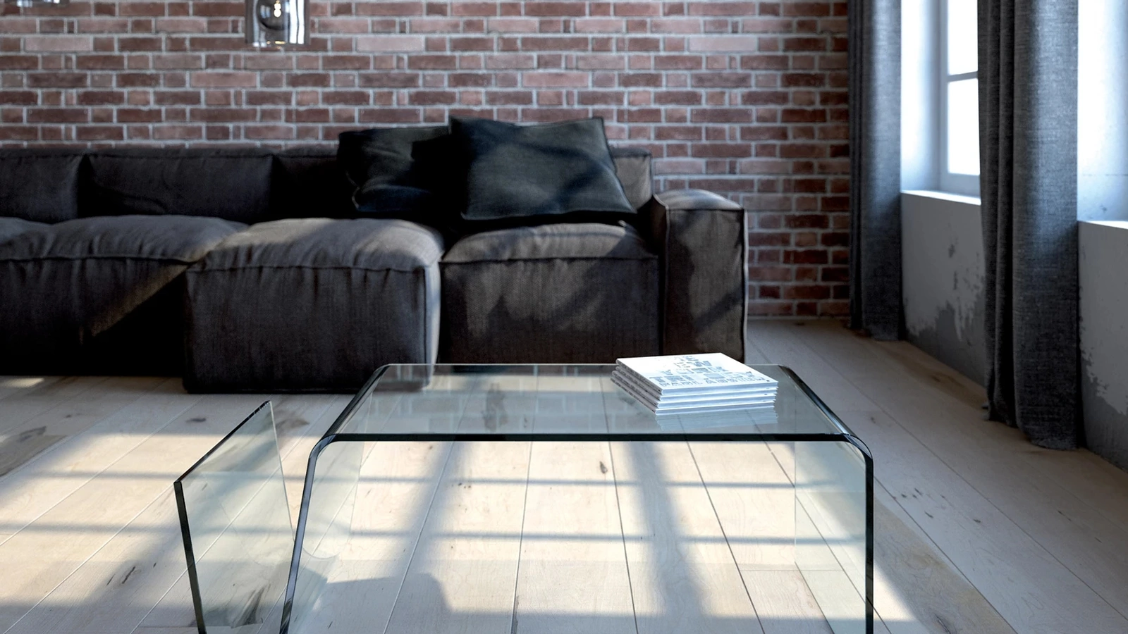 Tavolino portariviste Line in vetro di Tonin Casa