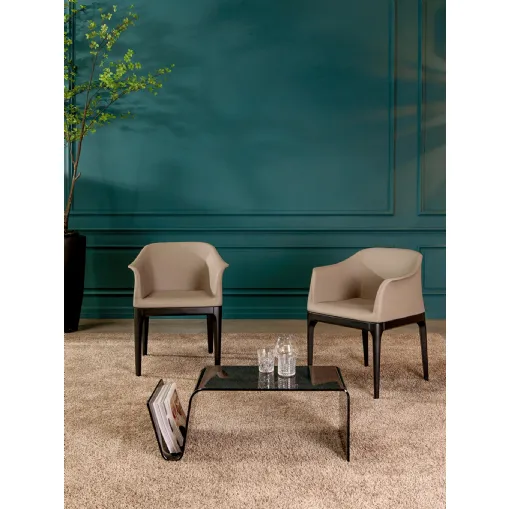 Tavolino portariviste Line in vetro fumé di Tonin Casa