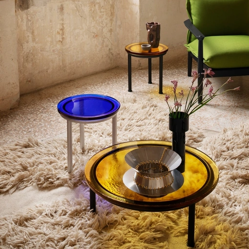 Tavolino rotondo in vetro Zigo di Miniforms