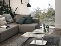 Tavolino Orbital con due piani che ruotano in gres porcellanato di Target Point