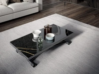 Tavolino Trasformabile in tavolo Sydney CR Marble Glass Sahara Noir Lucido di Ozzio