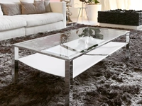 Tavolino in cristallo con piano inferiore in cuoietto Admiral di Ponti Terenghi