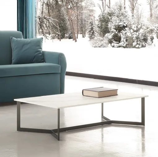 Tavolino Joker Calacatta in HPL e vetro di Ponti Terenghi