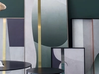 Quadro materico con finitura cementizia e fascia decorativa in acciaio inox o ottone Harmony Rettangolare di Adriani e Rossi