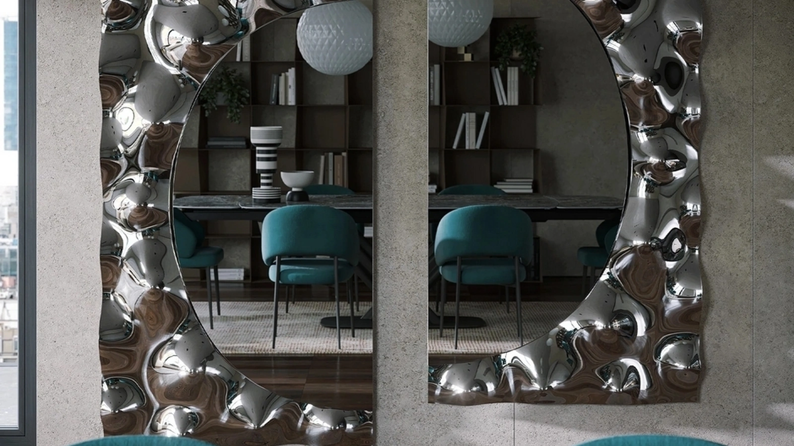 Specchiera di design con cornice in vetro fuso Afrodite di Tonin Casa