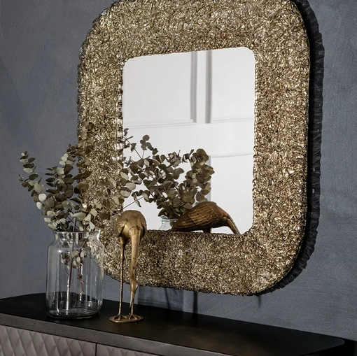 Specchio Macrabè quadrato con cornice in vetro fuso di Tonin Casa