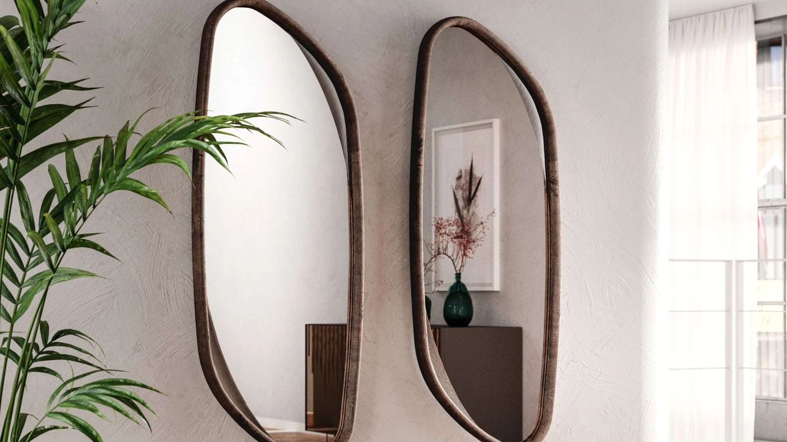 Specchio con cornice in legno Monza di Ozzio