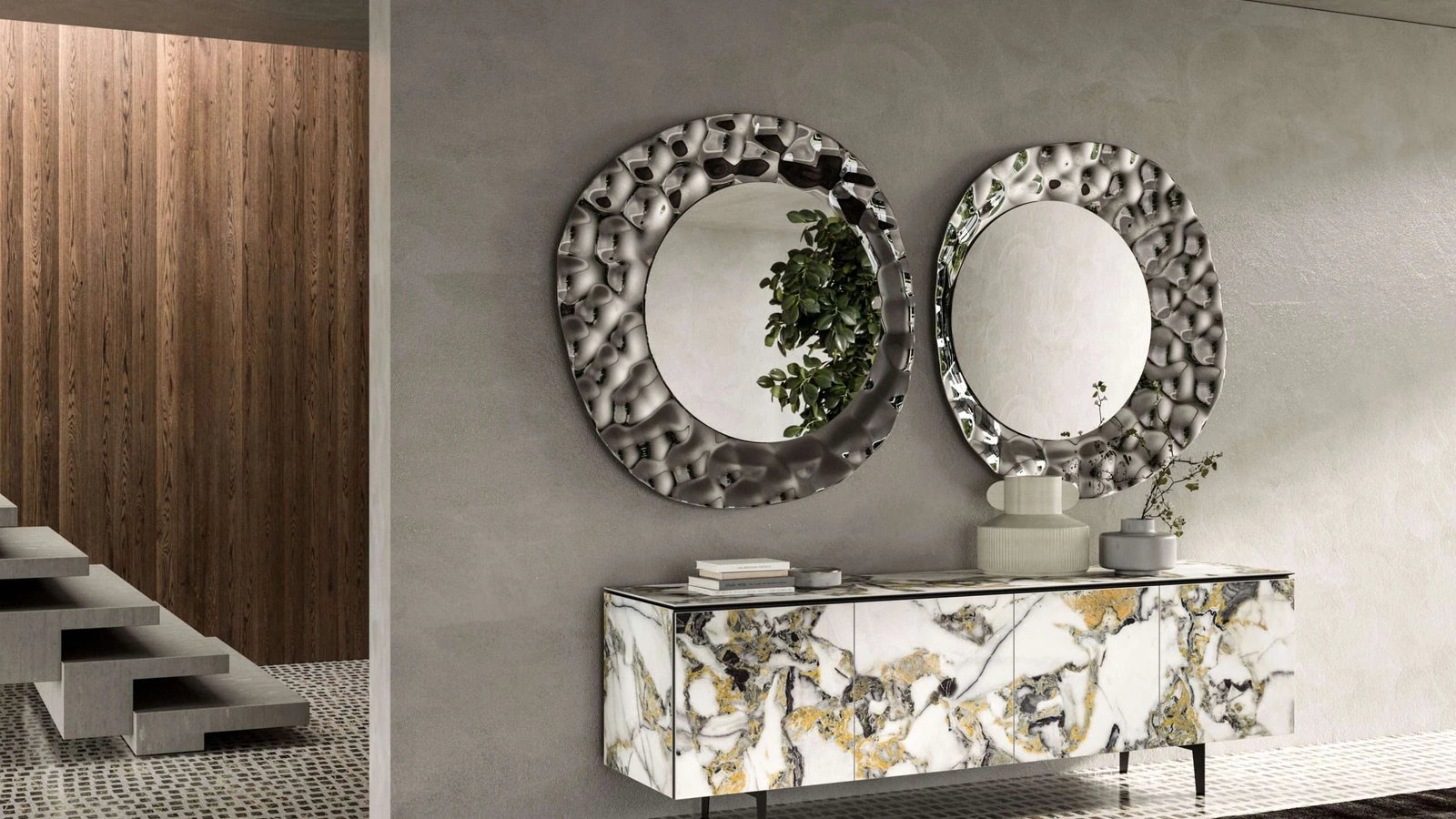 Specchio di design con cornice in vetro Sea di Ozzio