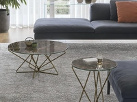 Tavolino rotondo Star in gres porcellanato con base in metallo verniciato di Target Point