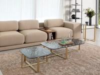 Tavolino Ocean in vetro fuso increspato con base in metallo di Tonin Casa