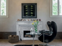 Tavolino rotondo di design con top in vetro temperato e base in agglomerato di marmo Adachi di Tonin Casa