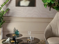 Tavolino Cosmo con top in vetro e base in legno di Tonin Casa