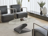 Tavolino ovale Zed con top in gres porcellanato e base in poliuretano verniciato di Target Point