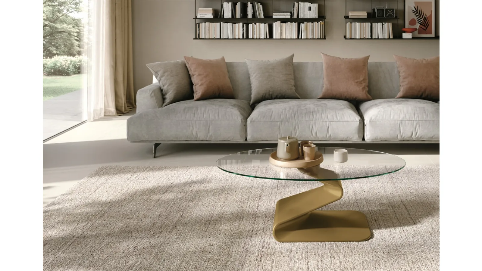 Tavolino Zed con top in vetro di Target Point