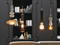 Lampada a sospensione in vetro di Murano con decoro anticoTorcello di Adriani e Rossi