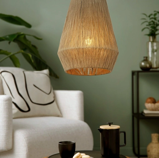 Lampada a sospensione Alderney in tessuto intrecciato di Eglo