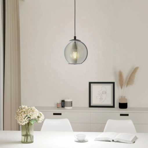 Lampada a sospensione Ariscani in vetro Nero trasparente di Eglo