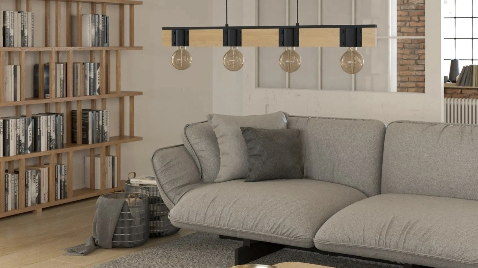 Lampada a sospensione Bailrigg in legno e acciaio di Eglo