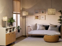 Lampada a sospensione Butterburn in tessuto con foglie di betulla di Eglo