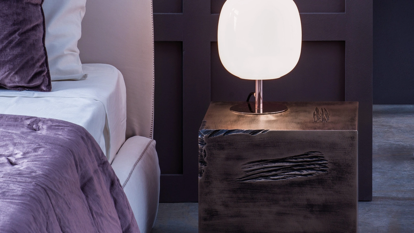 Lampada da tavolo Caminia in vetro e metallo di Adriani e Rossi