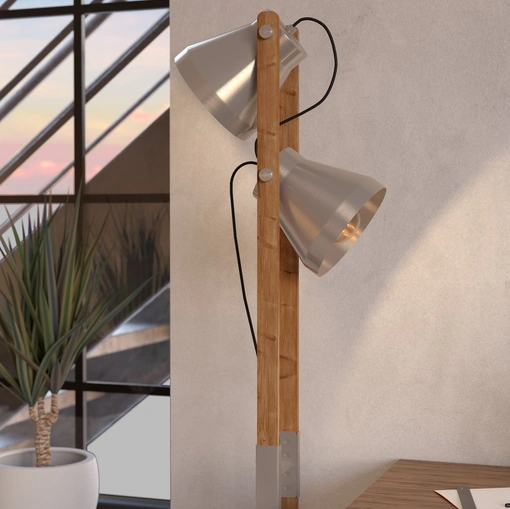 Lampada Cawton Piantana in legno e acciaio di Eglo