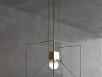 Lampada a sospensione in metallo sabbiato Cubo Reflex di Adriani e Rossi