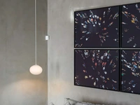 Lampada sospesa in vetro soffiato color biancolatte Mini Mercury di Cattaneo