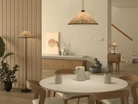 Lampada a sospensione Oxpark in tessuto con foglie di bambù di Eglo