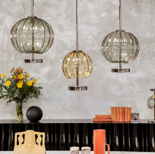 Lampada a sospensione in vetro e metallo Pagoda di Tonin Casa