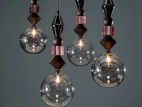 Lampada a sospensione Pandora Light in legno e vetro di Tonin Casa