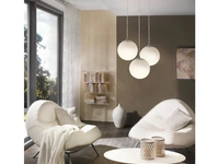 Lampada a sospensione Rondo in vetro opale Bianco opaco di Eglo