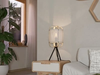 Lampada da tavolo Surfleet in legno e tessuto di Eglo