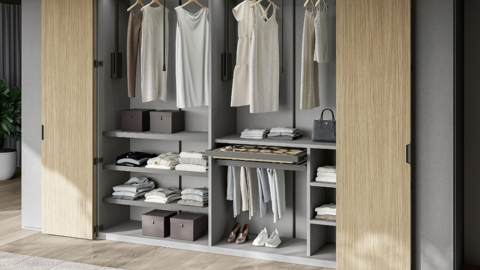 Armadio Ardecò Axel a Libro Ardesia e Rovere di Spagnol Mobili