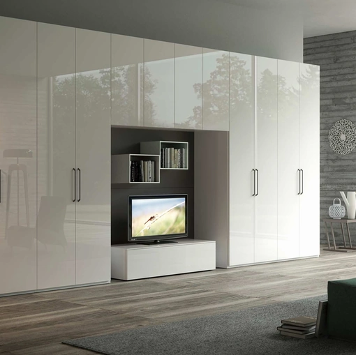 Armadio Ardecò Axel Bianco in laccato lucido di Spagnol Mobili